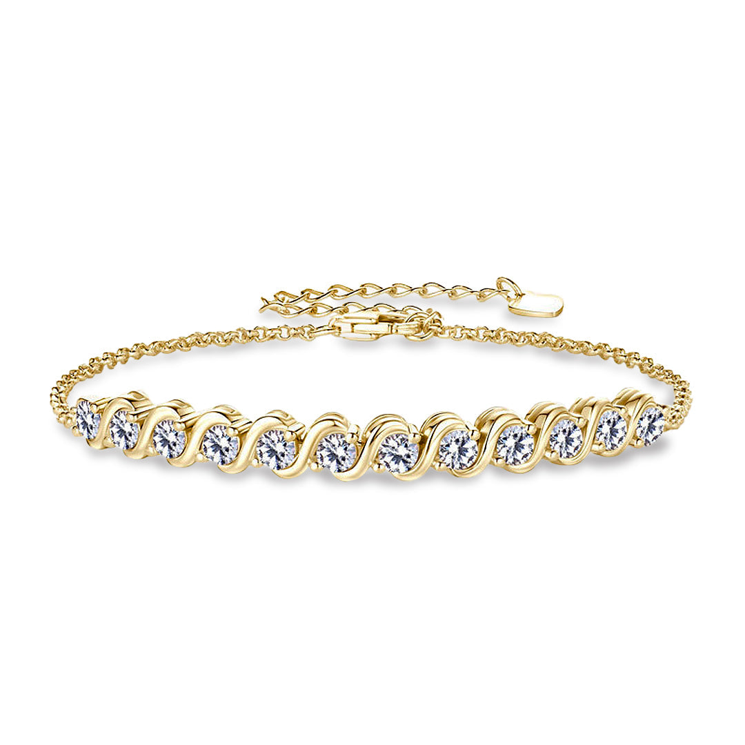 Marigold Wave Moissanite Bracelet by Nura Lab in 14K yellow gold plating over sterling silver