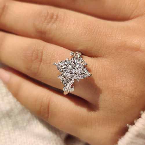 Isadora Sage - Nature Inspired Marquise Cut Engagement Ring in Floral Details
