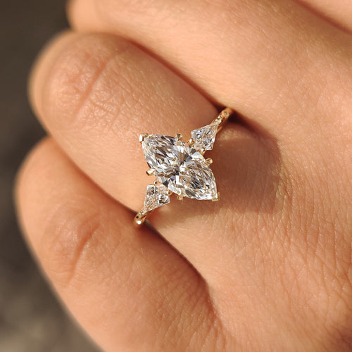 Rosalie Belle - Vintage Style Marquise Diamond Ring with Basket Filigree Details