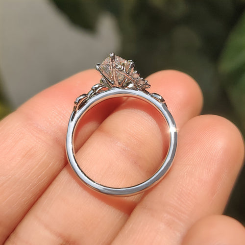 Isadora Sage - Nature Inspired Marquise Cut Engagement Ring in Floral Details