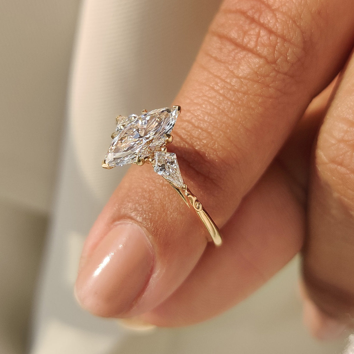 Rosalie Belle - Vintage Style Marquise Diamond Ring with Basket Filigree Details