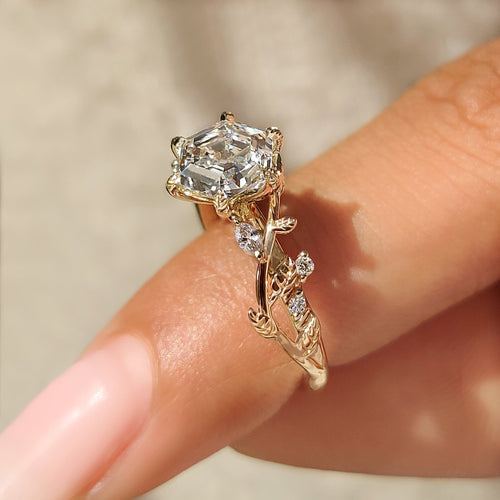 Isadora Blythe - Nature Inspired Hexagon Cut Engagement Ring in Cluster Setting