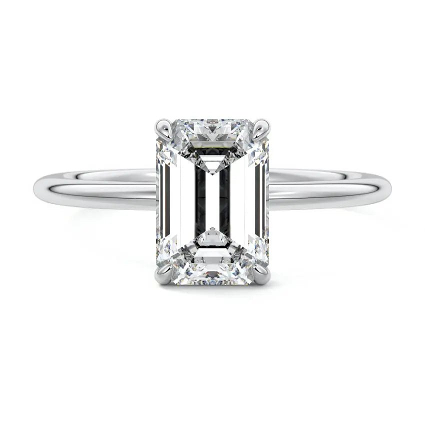 Nura Lab emerald cut lab-grown diamond ring in 18k white gold