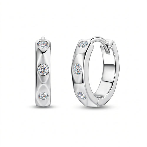Mimi Moissanite Hoop Earrings by Nura Lab in platinum plating over S925 sterling silver