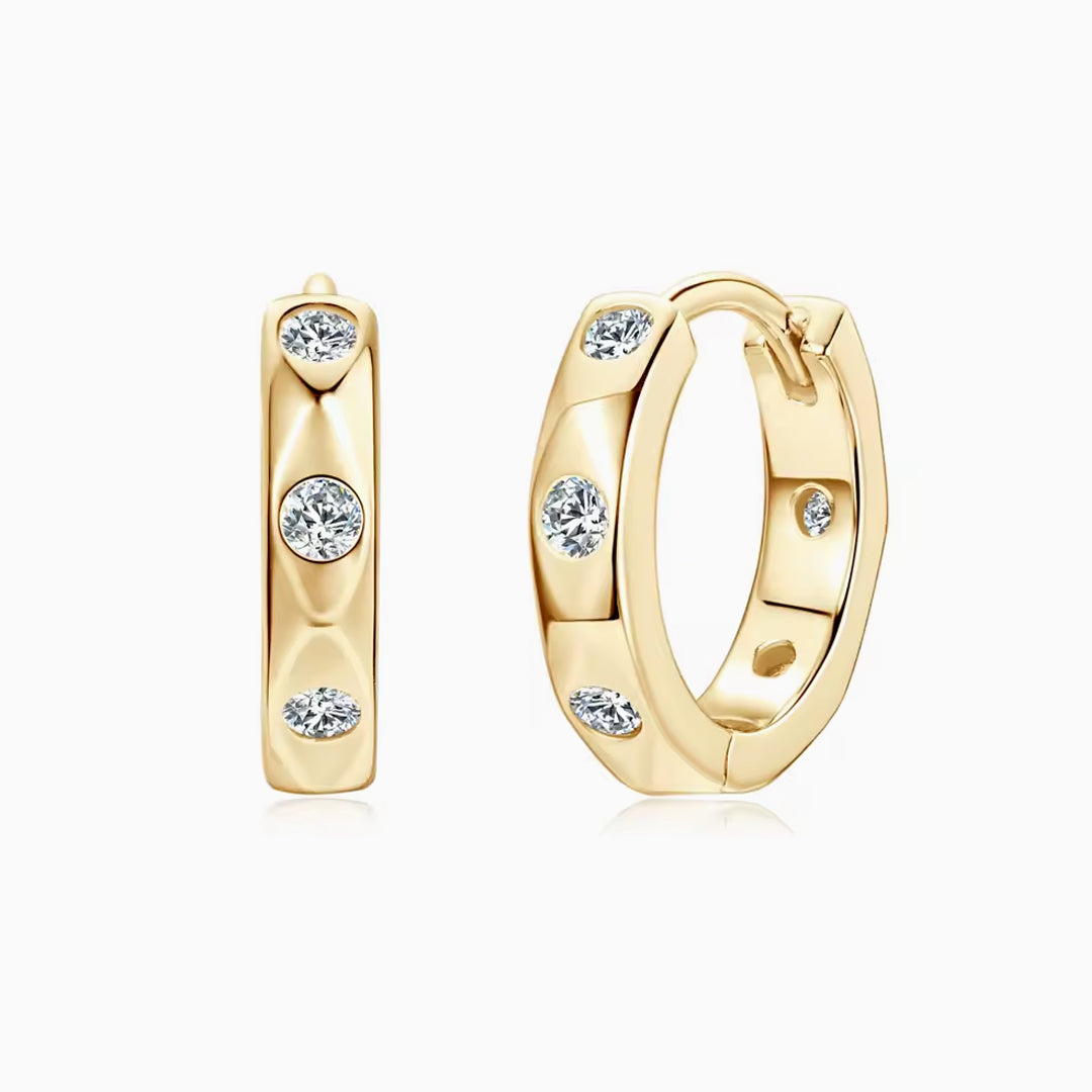 Mimi Moissanite Hoop Earrings by Nura Lab in 14K yellow gold plating over S925 sterling silver