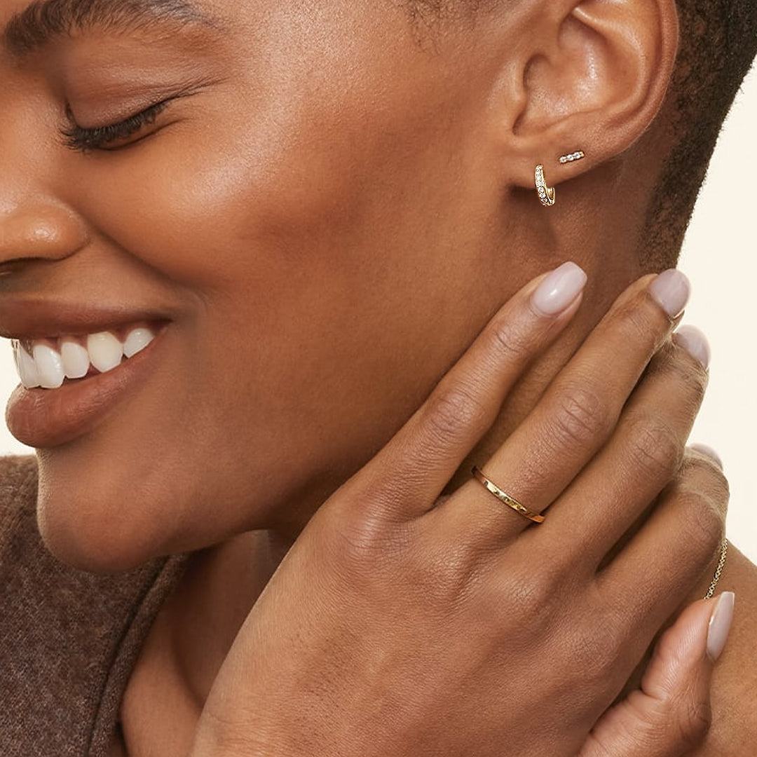 Channel-Set Hoop Moissanite Earrings by Nura Lab