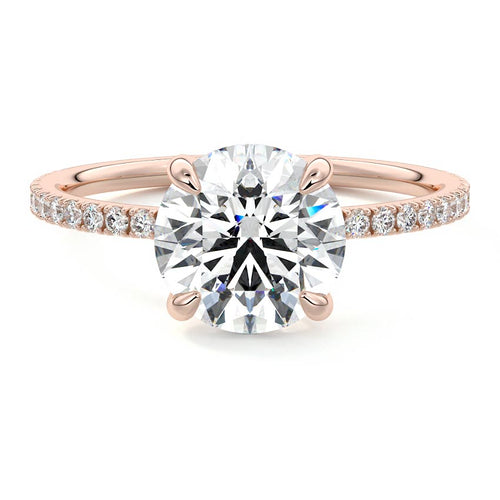Aurelia round double prong pavé lab grown diamond engagement ring in rose gold