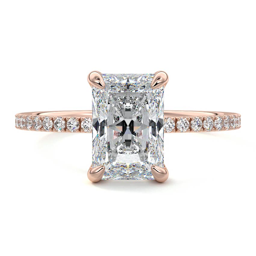 Aurelia radiant pavé solitaire lab grown diamond engagement ring in rose gold