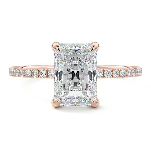 Aurelia radiant pavé solitaire lab grown diamond engagement ring in rose gold