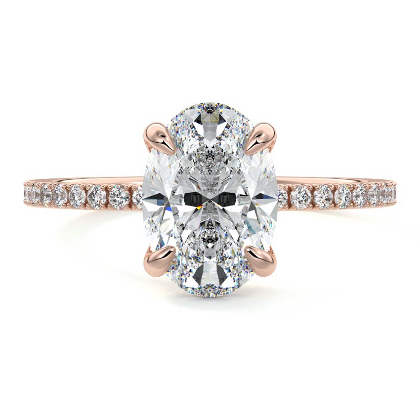 Aurelia oval pavé solitaire lab grown diamond engagement ring in rose gold