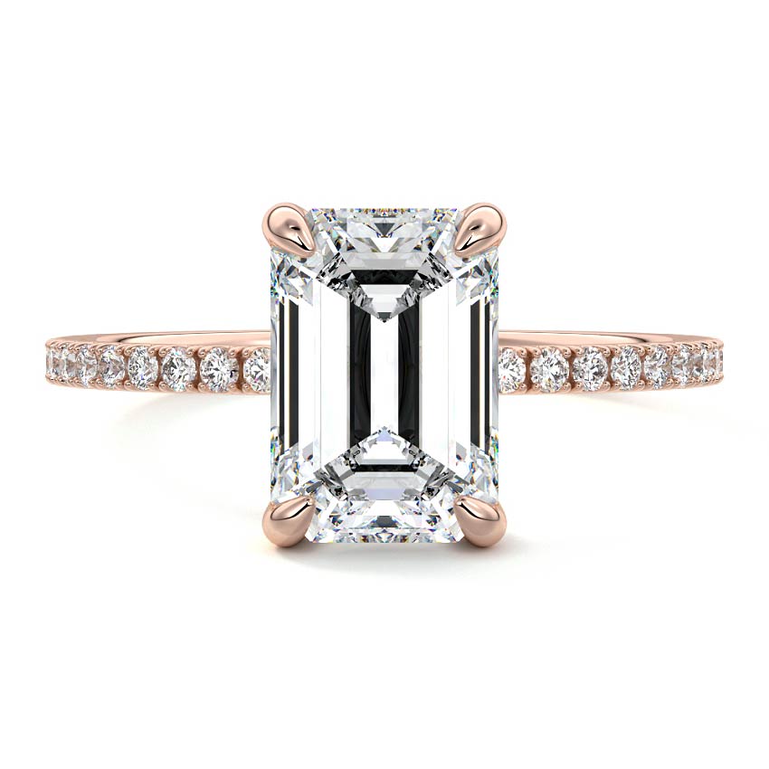 Aurelia - Emerald Cut Rose Gold Lab Grown Diamond Engagement Ring | Nura Lab