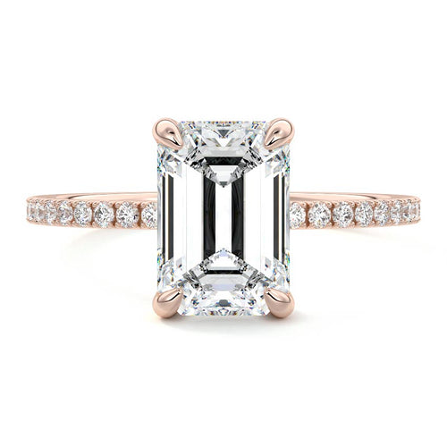Aurelia - Emerald Cut Rose Gold Lab Grown Diamond Engagement Ring | Nura Lab