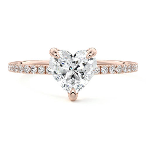 Aurelia heart pavé solitaire lab grown diamond engagement ring in rose gold