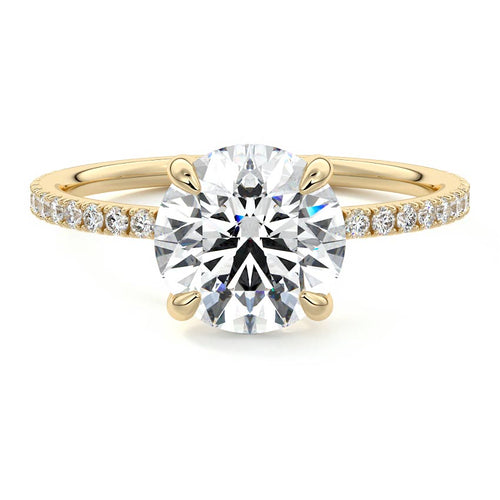 Aurelia round double prong pavé lab grown diamond engagement ring in yellow gold