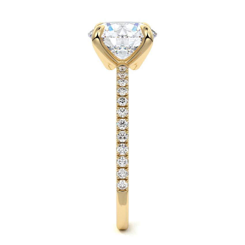 Aurelia round double prong pavé lab grown diamond engagement ring in yellow gold