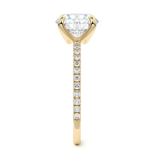 Aurelia round double prong pavé lab grown diamond engagement ring in yellow gold