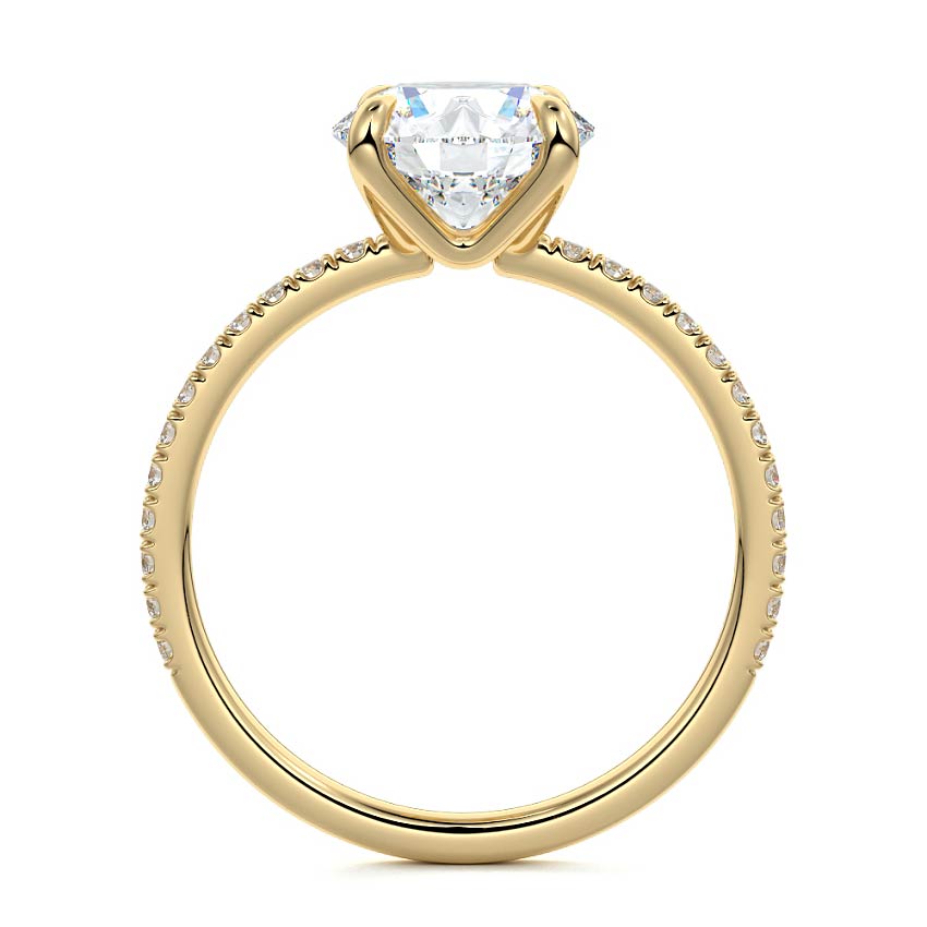 Aurelia round double prong pavé lab grown diamond engagement ring in yellow gold