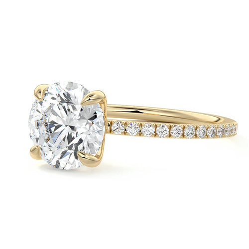 Aurelia - Round Yellow Gold Engagement Ring Detail View | Nura Lab