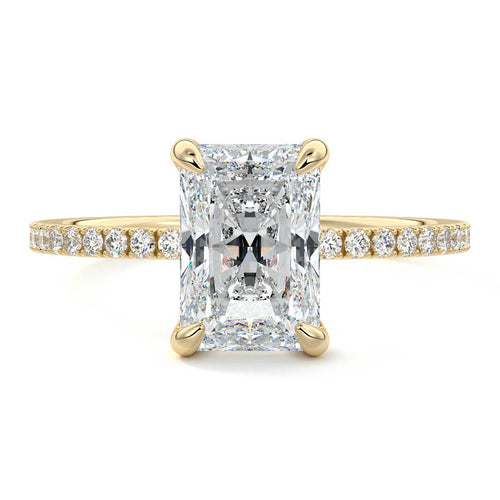 Aurelia radiant pavé solitaire lab grown diamond engagement ring in yellow gold