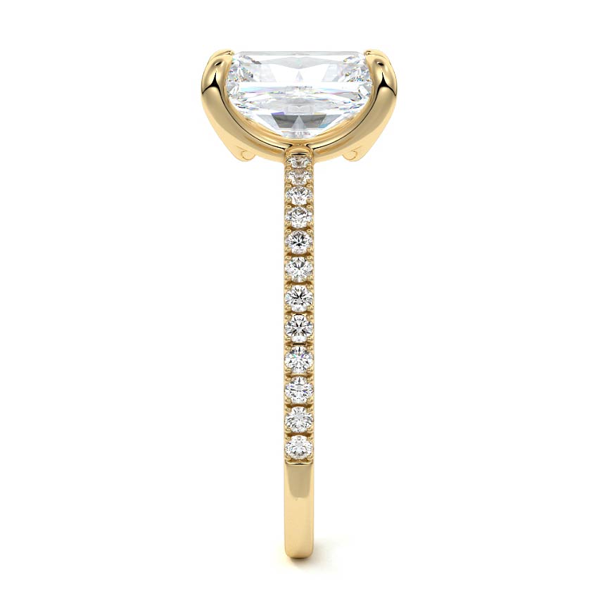 Aurelia radiant pavé solitaire lab grown diamond engagement ring in yellow gold