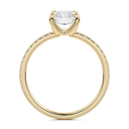 Aurelia radiant pavé solitaire lab grown diamond engagement ring in yellow gold