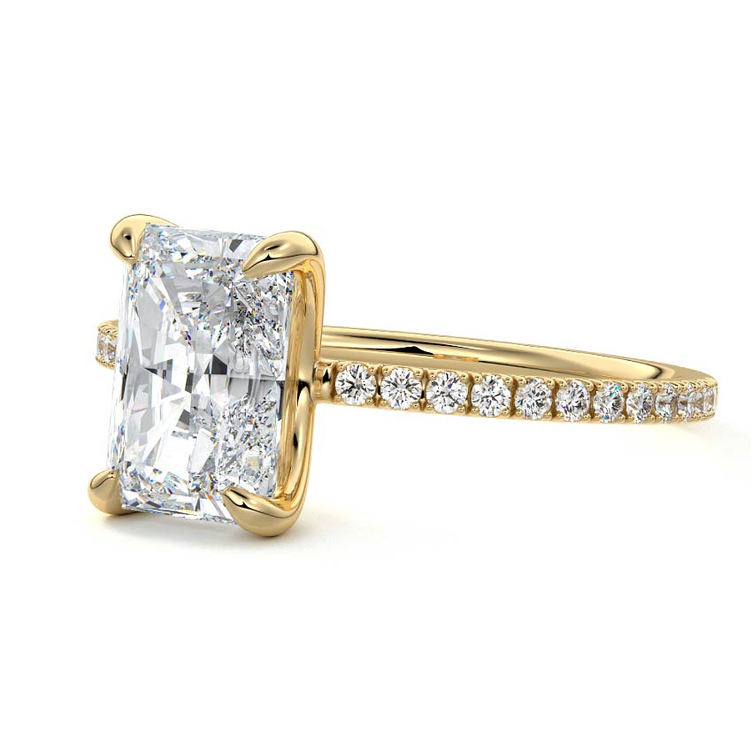 Aurelia radiant pavé solitaire lab grown diamond engagement ring in yellow gold