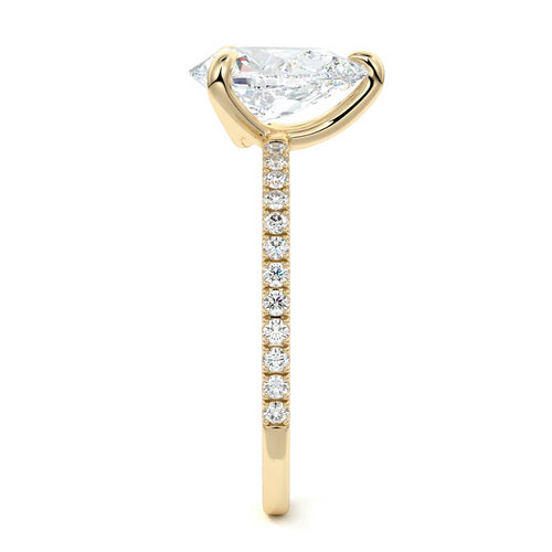 Aurelia pear pavé solitaire lab grown diamond engagement ring in yellow gold