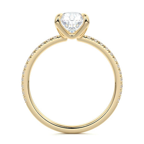 Aurelia - Pear Yellow Gold Engagement Ring Profile View | Nura Lab