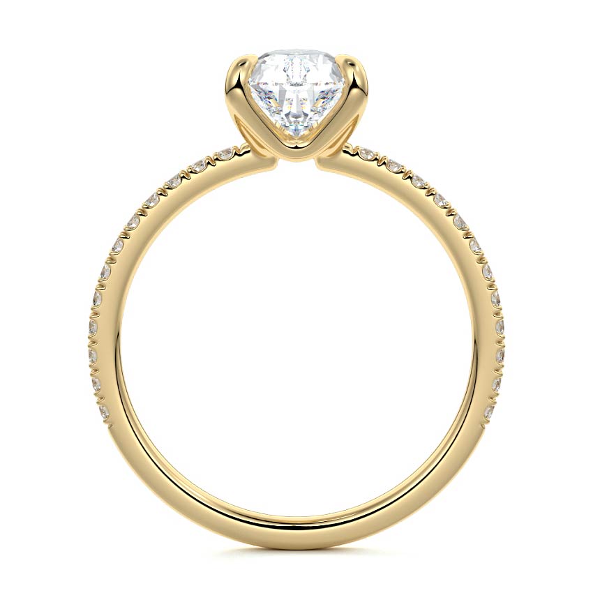 Aurelia pear pavé solitaire lab grown diamond engagement ring in yellow gold