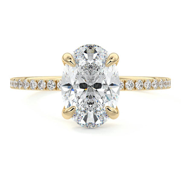 Aurelia - Oval Double Prong Pavé Lab Grown Diamond Engagement Ring