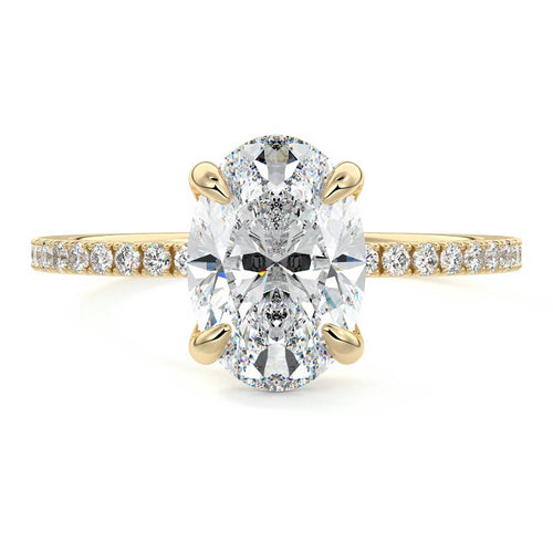 Aurelia oval pavé solitaire lab grown diamond engagement ring in yellow gold