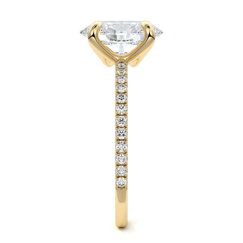 Aurelia oval pavé solitaire lab grown diamond engagement ring in yellow gold