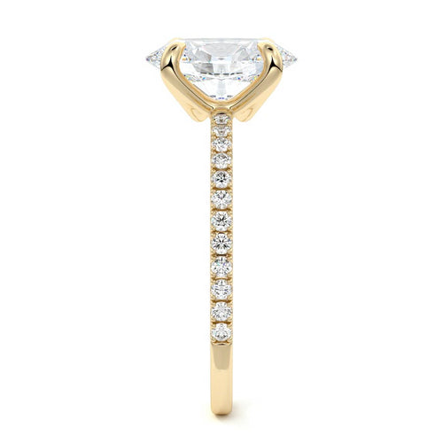 Aurelia oval pavé solitaire lab grown diamond engagement ring in yellow gold
