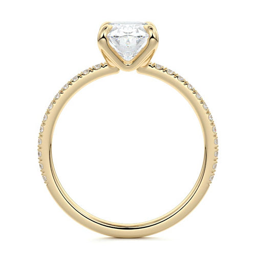 Aurelia oval pavé solitaire lab grown diamond engagement ring in yellow gold