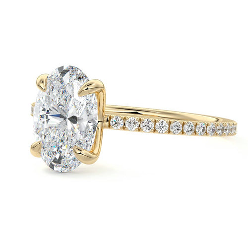Aurelia oval pavé solitaire lab grown diamond engagement ring in yellow gold