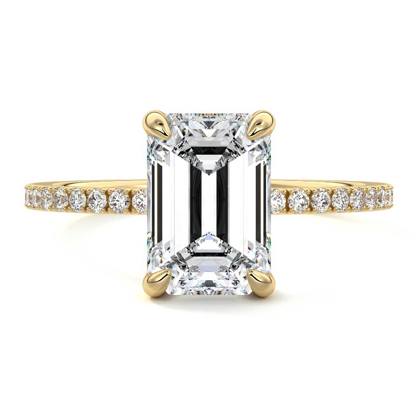 Aurelia - Emerald Cut Yellow Gold Lab Grown Diamond Engagement Ring | Nura Lab