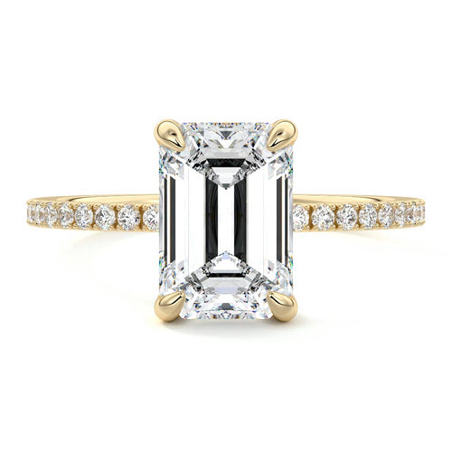 Aurelia - Emerald Cut Yellow Gold Lab Grown Diamond Engagement Ring | Nura Lab