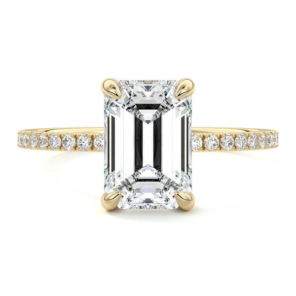 Aurelia - Emerald Cut Double Prong Pavé Lab Grown Diamond Engagement Ring