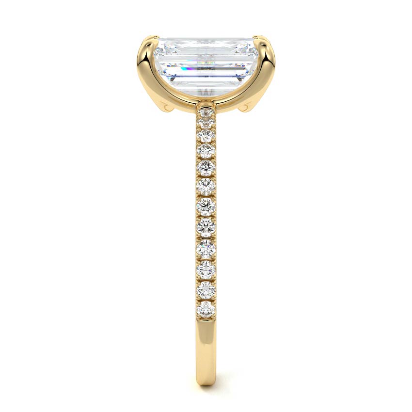 Aurelia - Emerald Cut Yellow Gold Engagement Ring Side View | Nura Lab