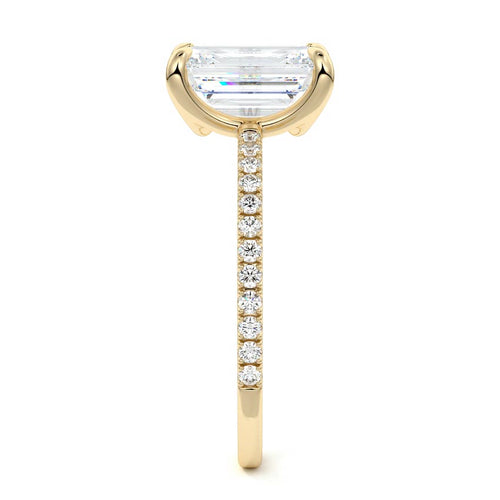Aurelia - Emerald Cut Yellow Gold Engagement Ring Side View | Nura Lab