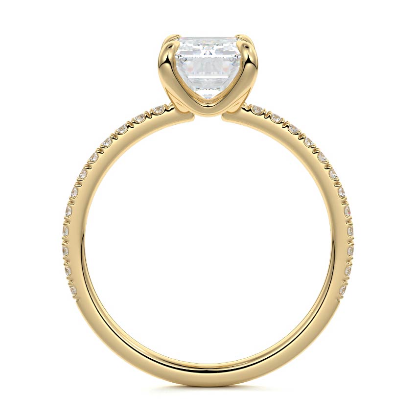 Aurelia - Emerald Cut Yellow Gold Engagement Ring Profile View | Nura Lab