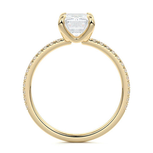 Aurelia - Emerald Cut Yellow Gold Engagement Ring Profile View | Nura Lab