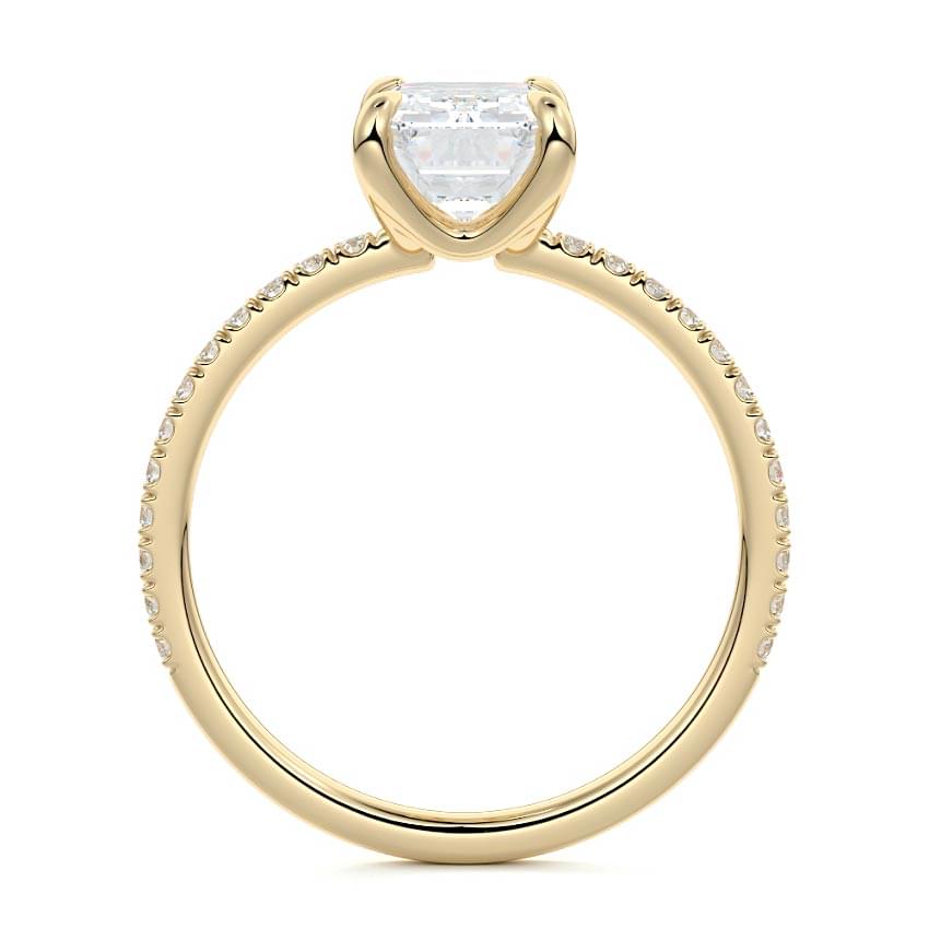 Aurelia emerald cut double prong pavé lab grown diamond engagement ring in yellow gold