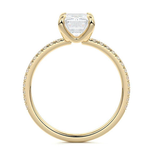 Aurelia emerald cut double prong pavé lab grown diamond engagement ring in yellow gold