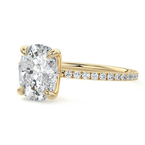 Aurelia - Cushion Yellow Gold Lab Grown Diamond Engagement Ring | Nura Lab