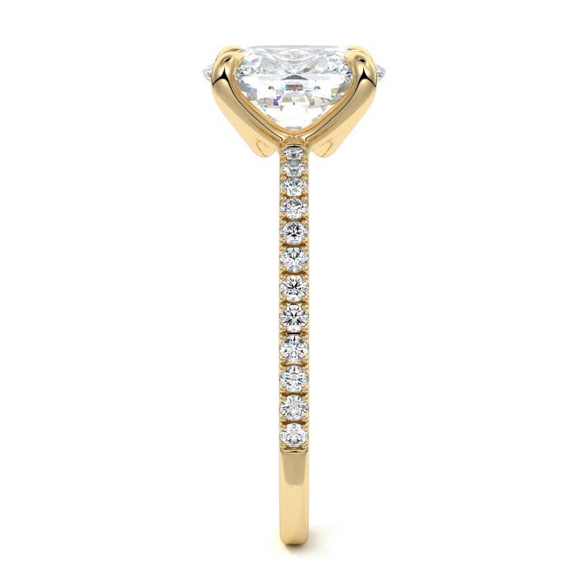 Aurelia cushion pavé solitaire lab grown diamond engagement ring in yellow gold