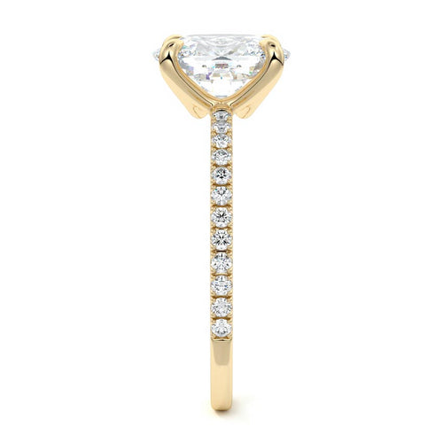 Aurelia cushion pavé solitaire lab grown diamond engagement ring in yellow gold