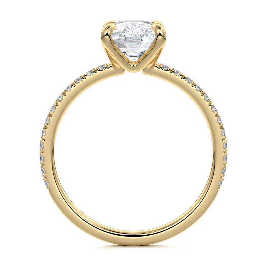 Aurelia - Cushion Yellow Gold Engagement Ring Profile View | Nura Lab