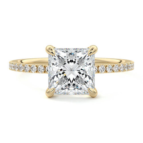 Aurelia princess pavé solitaire lab grown diamond engagement ring in yellow gold