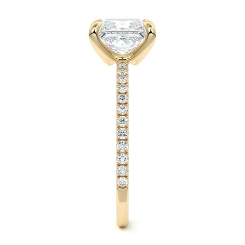 Aurelia - Princess Yellow Gold Engagement Ring Side View | Nura Lab